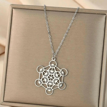 Kinitial Metatron Cube Pendant - Religiosus Symbol Necklace - Meditation Necklace Valentine'S Day Birthday Gift